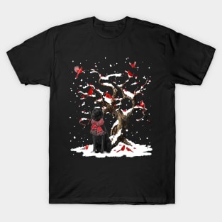 Black Labrador Scarf Cardinal Snow Christmas T-Shirt